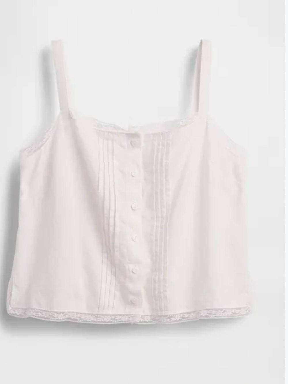 GAP Soft White Lace-Trim Button Cami